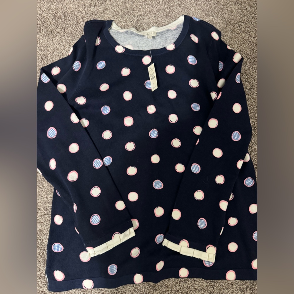Talbots Navy Sweater with Pink and Blue Accents